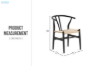 Picture of 49x57x75 WISHBONE Solid Beech Wood Y Replica Chair (Black Frame-Beige Seat) - 2 Chairs in 1 Carton