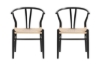 Picture of 49x57x75 WISHBONE Solid Beech Wood Y Replica Chair (Black Frame-Beige Seat) - 2 Chairs in 1 Carton