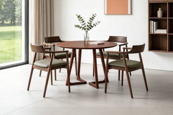 Picture of RIKA 5PC D100 Round Solid Wood Dining Set