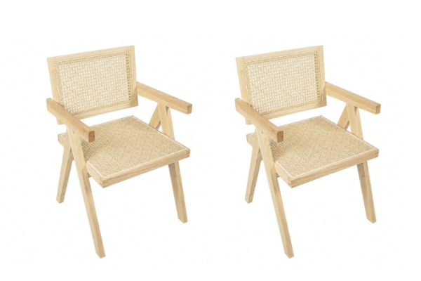 Picture of CHANDIGARH Solid Wood Replica Armchair (Natural) - 2 Chairs in 1 Carton
