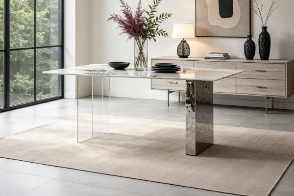 Picture of REGUS 1.6M Ceramic Top Acrylic Steel Leg Dining Table