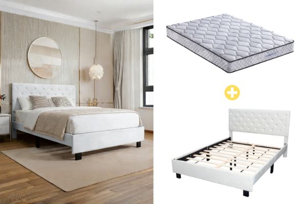 Picture of WINNA Bed Frame + ORIVA Pocket Spring Mattress Combo Deal - Queen Size