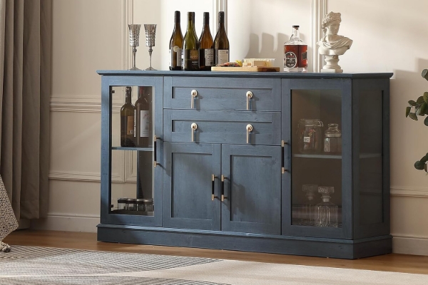 Picture of VANTA 4-Door 2-Drawer Storage Cabinet/Buffet with LED Lighting (Blue)