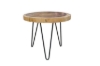 Picture of 659-036 NATURA Round Solid Mungur Wood Side Table with Icy Glass Inlay