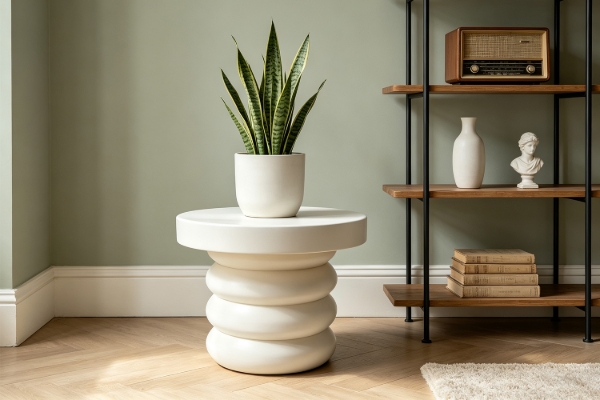 Picture of STRUGLE Mungur Wood Plant Stand (Off White)