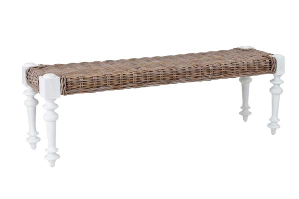 Picture of NEVADA 140 Full Grey Kubu Original Weave Seat Bench with Solid Acacia Wood Legs