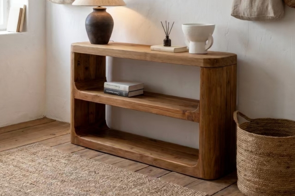 Picture of LUMBER 140 2-Tier Reclaimed Pine Wood Console Table