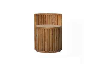 Picture of RILMOND Reclaimed Pine Wood Barrel Stool with Curved Half Backrest