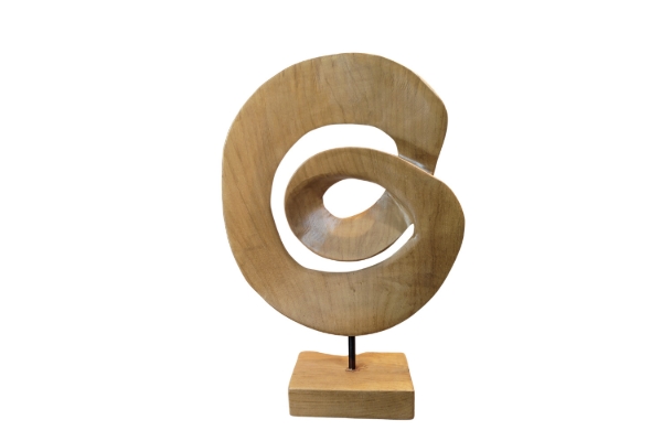 Picture of 650-044 Abstract Solid Teak Wood G Decorative Sculpture (30cmx44cm)