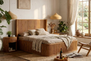 Picture of RILMOND Reclaimed Pine Wood Bed Frame - King Size