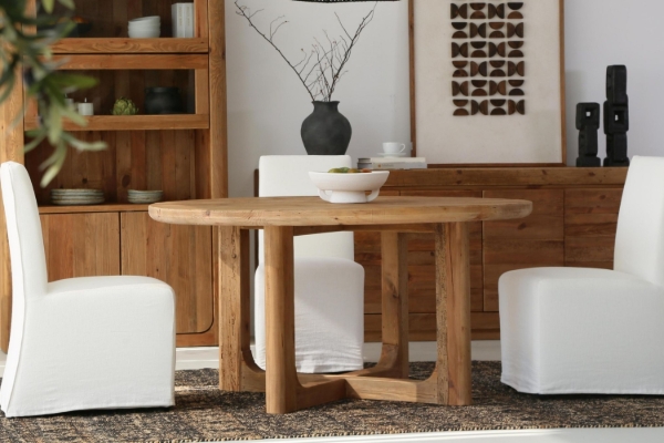 Picture of LUMBER D120/D150 Reclaimed Pine Wood Round Dining Table