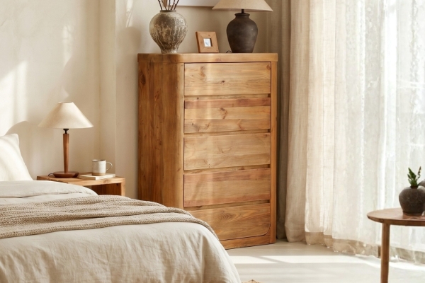 Picture of LUMBER Reclaimed Pine Wood 5-Drawer Tallboy