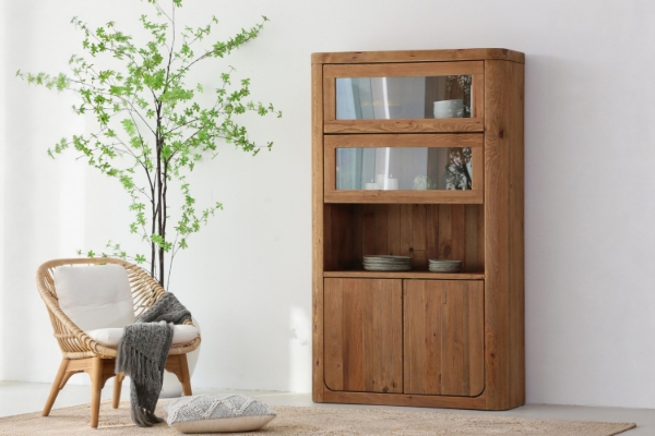 Picture of LUMBER 180x110cm Reclaimed Pine Wood Display Storage Cabinet