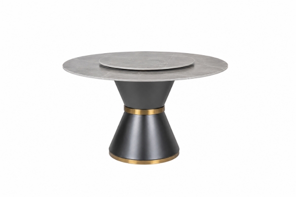 Picture of ORBIT 135 Round Grey Sintered Stone Dining Table with Lazy Susan