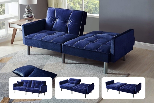 Picture of MILA Convertible Sofa Bed with Adjustable Split-Back (Dark Blue)