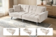 Picture of LUMI Convertible Sofa Bed with Adjustable Split-Back (Beige)