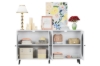 Picture of FIVEN 4-Door Arched Fluted Glass Buffet/Storage Cabinet (White)
