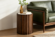 Picture of KASIA D45 Mango Wood Round Side Table With Marble Top