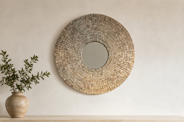 Picture of WOMACK Round Capiz Shell Wall Mirror (120x120cm)