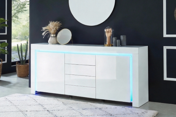 Picture of [FLOOR MODEL CLEARANCE]GRAINY 170 2-Door 3-Drawer High Gloss Buffet with LED Lights